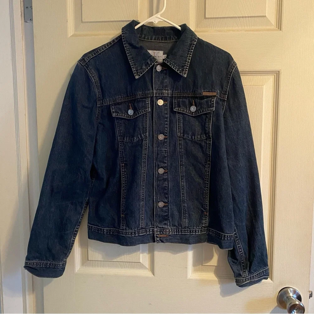 Calvin Klein Denim Jacket Size Large Like Dark Blue - Picture 1 of 9